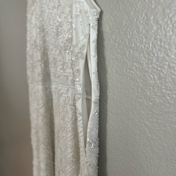 All the Romance White Beaded Sequin Halter Mermaid Maxi Dress - Picture 6 of 8